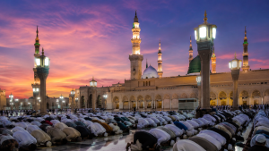 Illustrasi suasana di Masjid Nabawi
